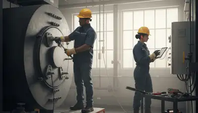 Denver, CO boiler repair technician servicing a residential heating system for winter comfort