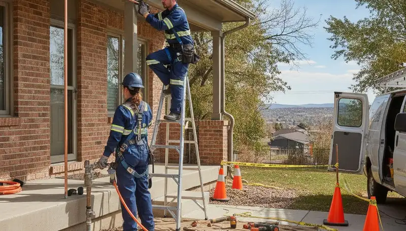 Denver, CO plumber repairing a residential pipe for leak repair service