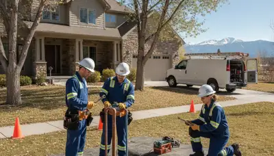 Denver, CO plumbing repair team servicing a residential pipe leak on site