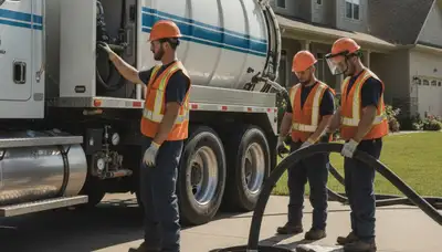 Septic pumping service truck in Denver, CO for residential plumbing repair