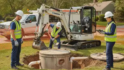 Denver plumber repairing septic system for a Denver, CO home to restore proper drainage