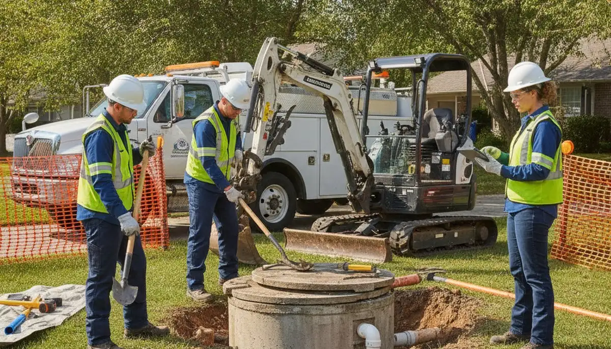 Denver plumber repairing septic system for a Denver, CO home service call