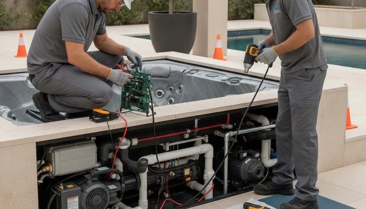Denver, CO spa repair technician servicing home spa equipment for On Call Plumbers