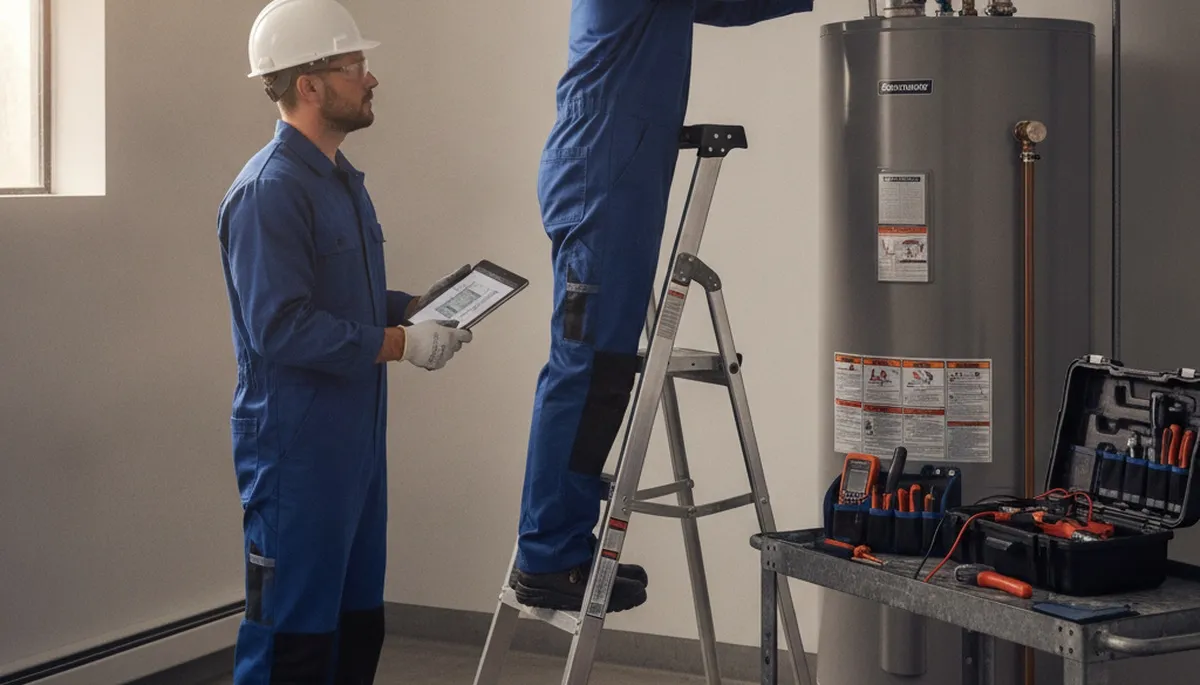 Denver, CO plumber repairing a water heater for same-day home service