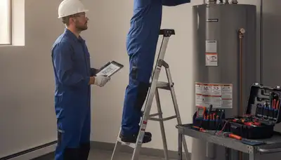Denver, CO plumber repairing a water heater for same-day home service